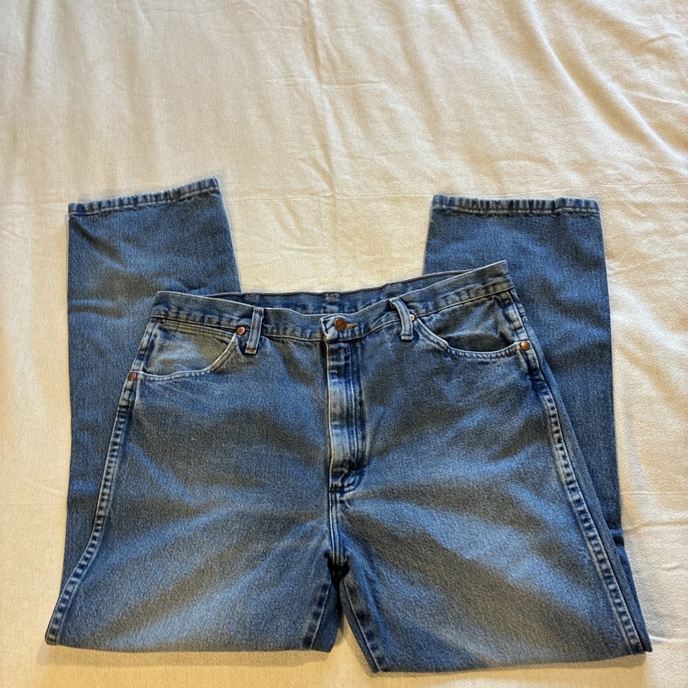 Wrangler Men's Jeans 36 X 30** Blue Slim Straight Cowboy Fit Retro Western Rodeo